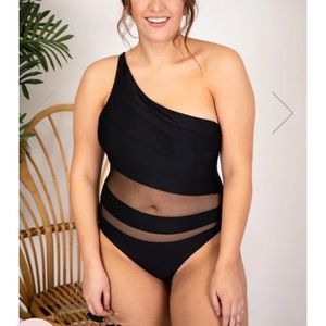 One shoulder one piece swimsuit